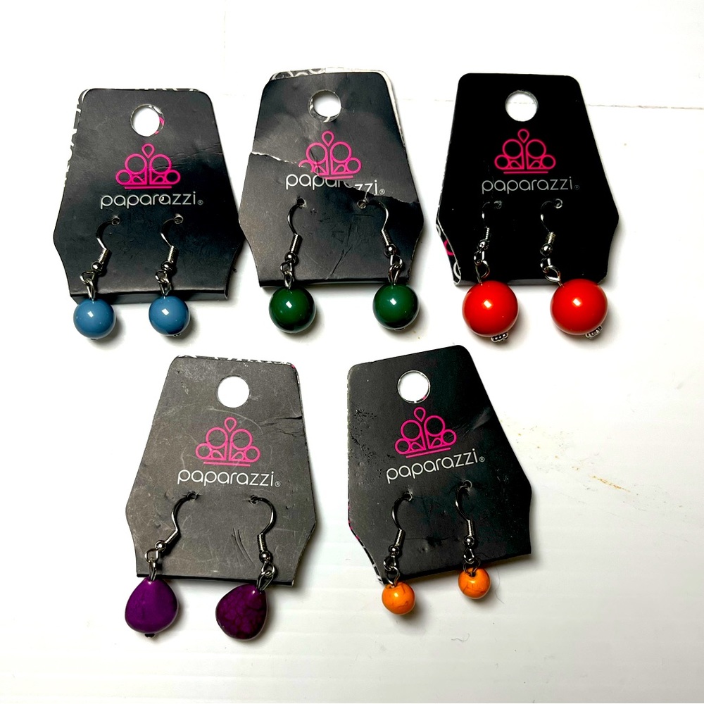 NWT 5 pair of small drop colorful ball earrings. Paparazzi Jewelry